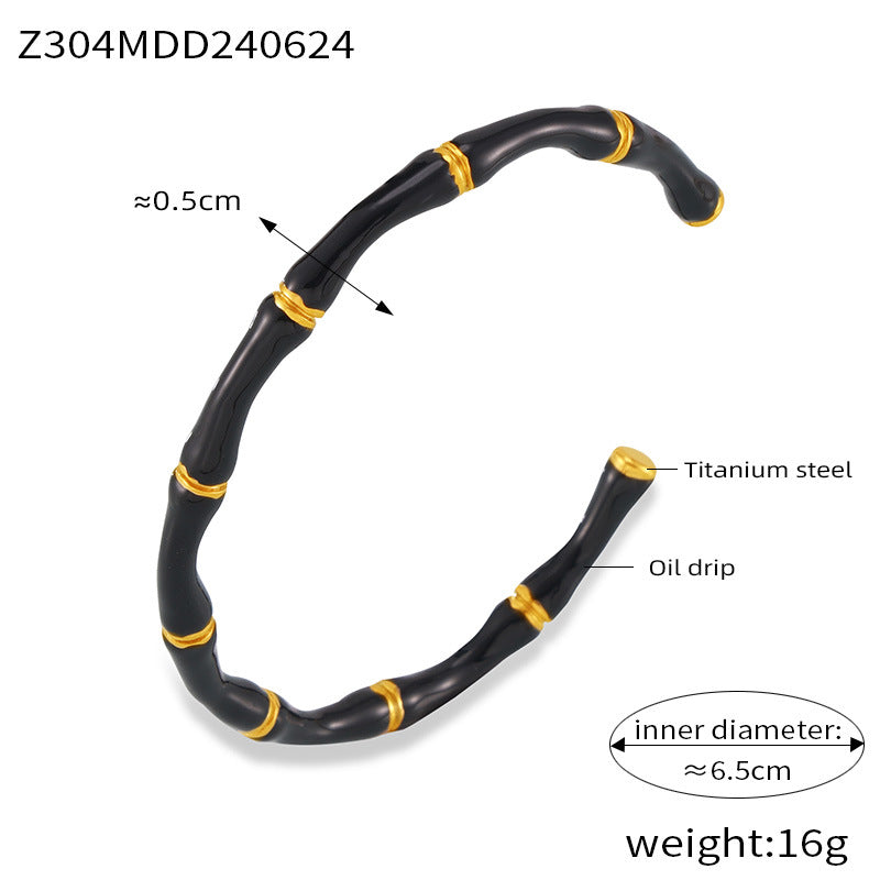 M01226B Stainless Steel Gold-Plated Cuff Bracelet Colorful Enamel Bangles Fashion Jewelry