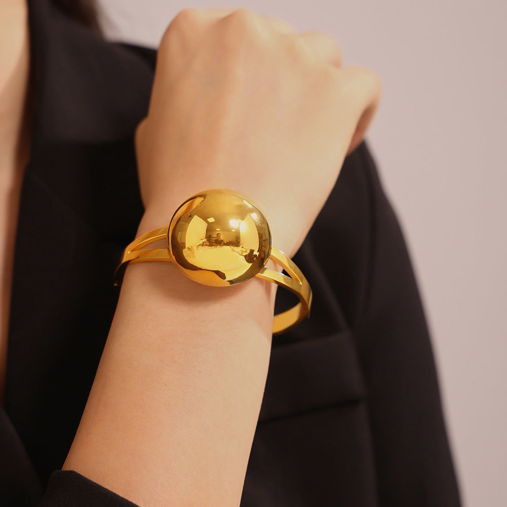 M01224B Stainless Steel Fashion Jewelry Bracelet 18K True Gold PVD Plated Wholesome Cuff Bangles