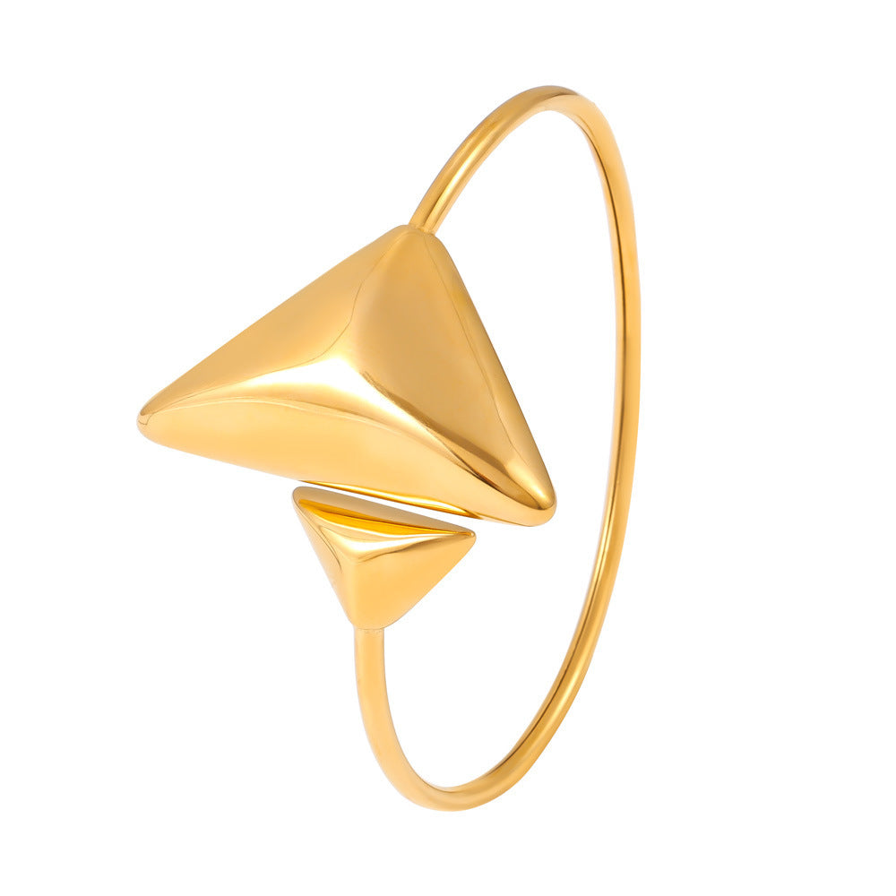 M01222B Stainless Steel Fashion Jewelry Bracelet 18K True Gold PVD Plated Cuff Fashionable Wholesale Bangles