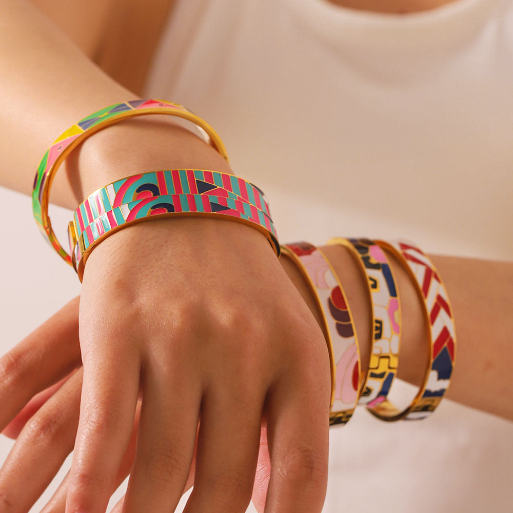 Color Enamel Non Tarnish Bangle Stainless Steel Gold Plated Coloured  Bangles
