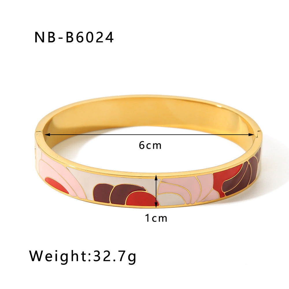 Color Enamel Non Tarnish Bangle Stainless Steel Gold Plated Coloured  Bangles