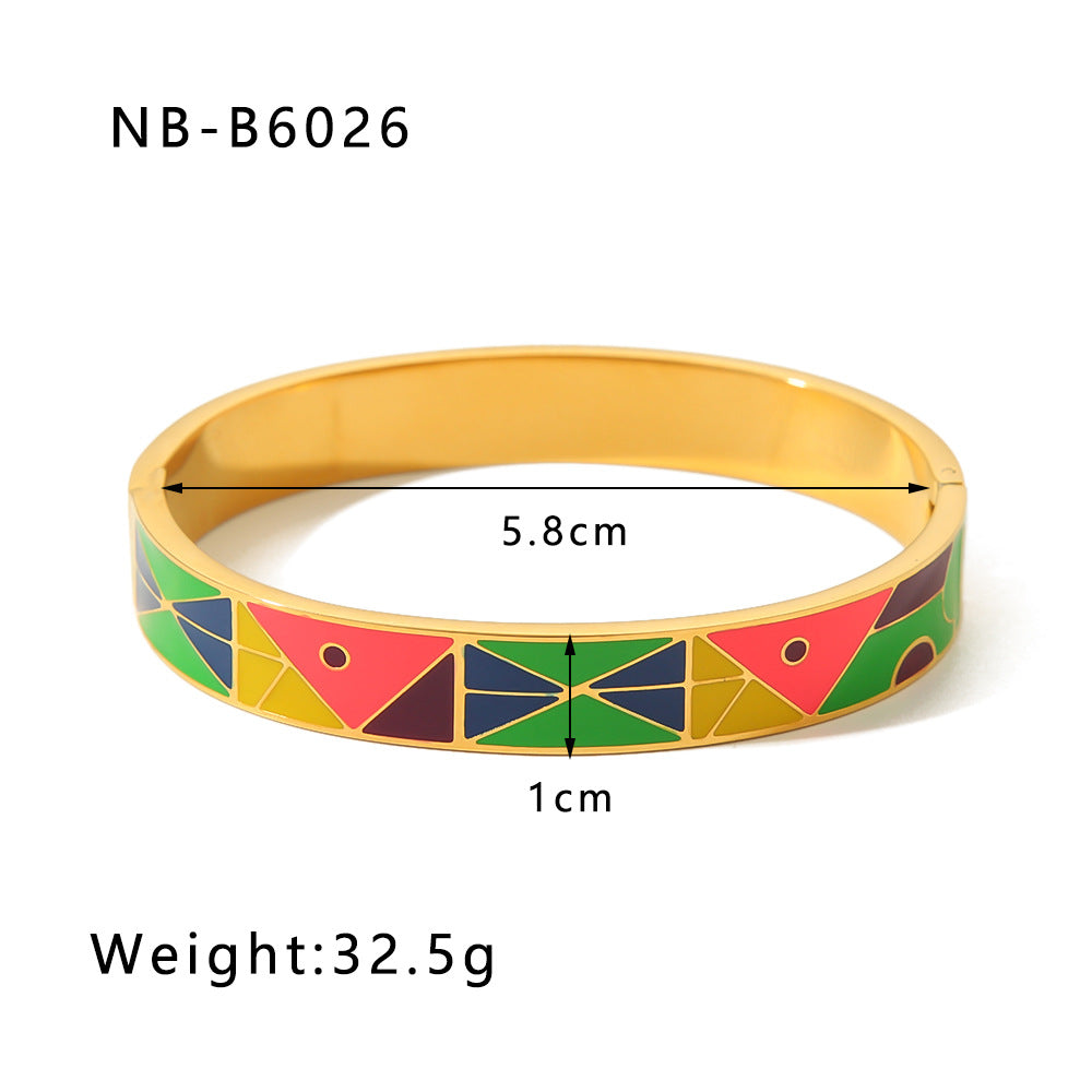 Color Enamel Non Tarnish Bangle Stainless Steel Gold Plated Coloured  Bangles