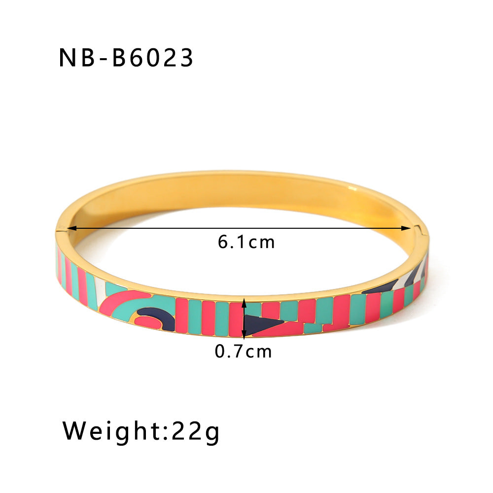 Color Enamel Non Tarnish Bangle Stainless Steel Gold Plated Coloured  Bangles
