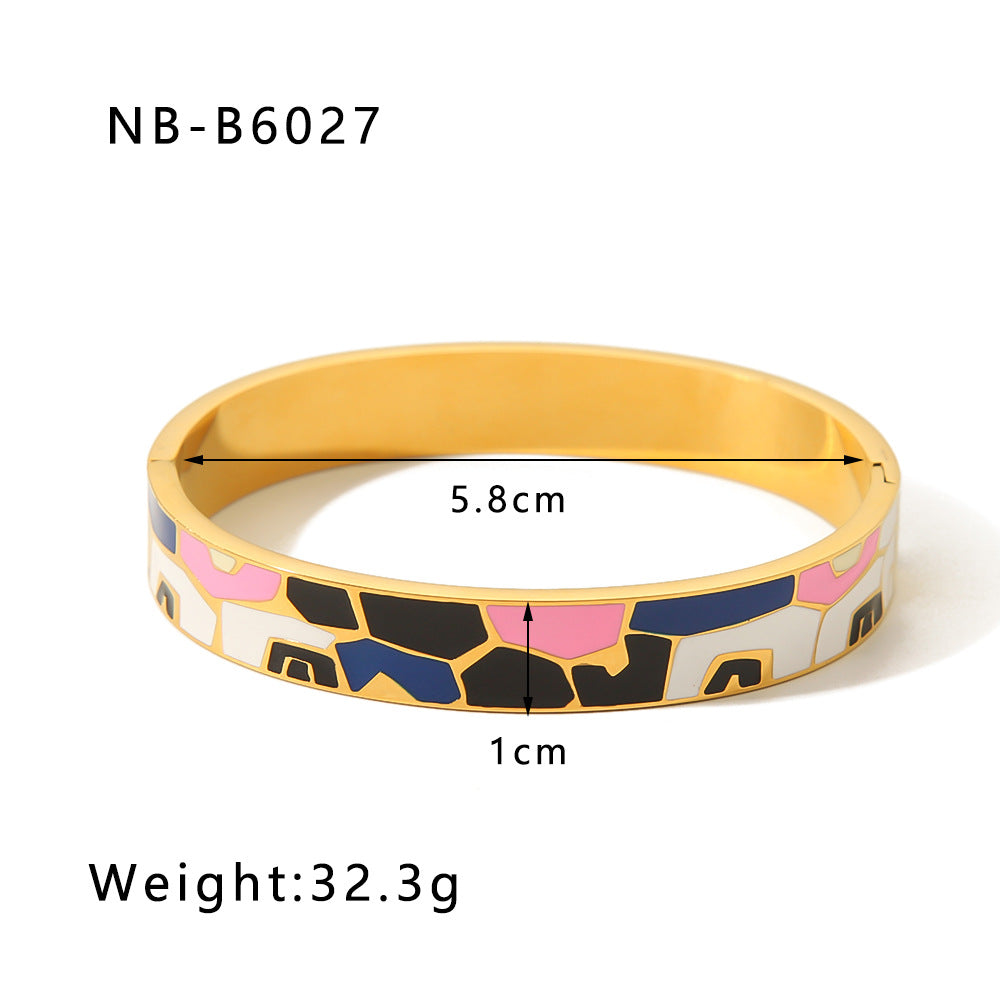 Color Enamel Non Tarnish Bangle Stainless Steel Gold Plated Coloured  Bangles