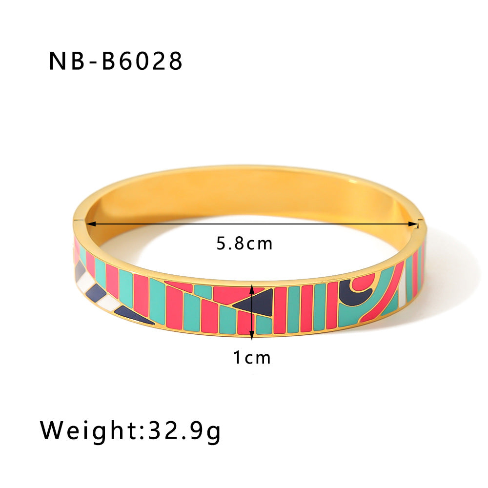 Color Enamel Non Tarnish Bangle Stainless Steel Gold Plated Coloured  Bangles