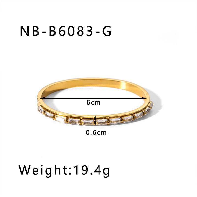 High Quality Stainless Steel Zircon Cuff Bracelets Waterproof Gold Plated Fashion Jewelry Bangles