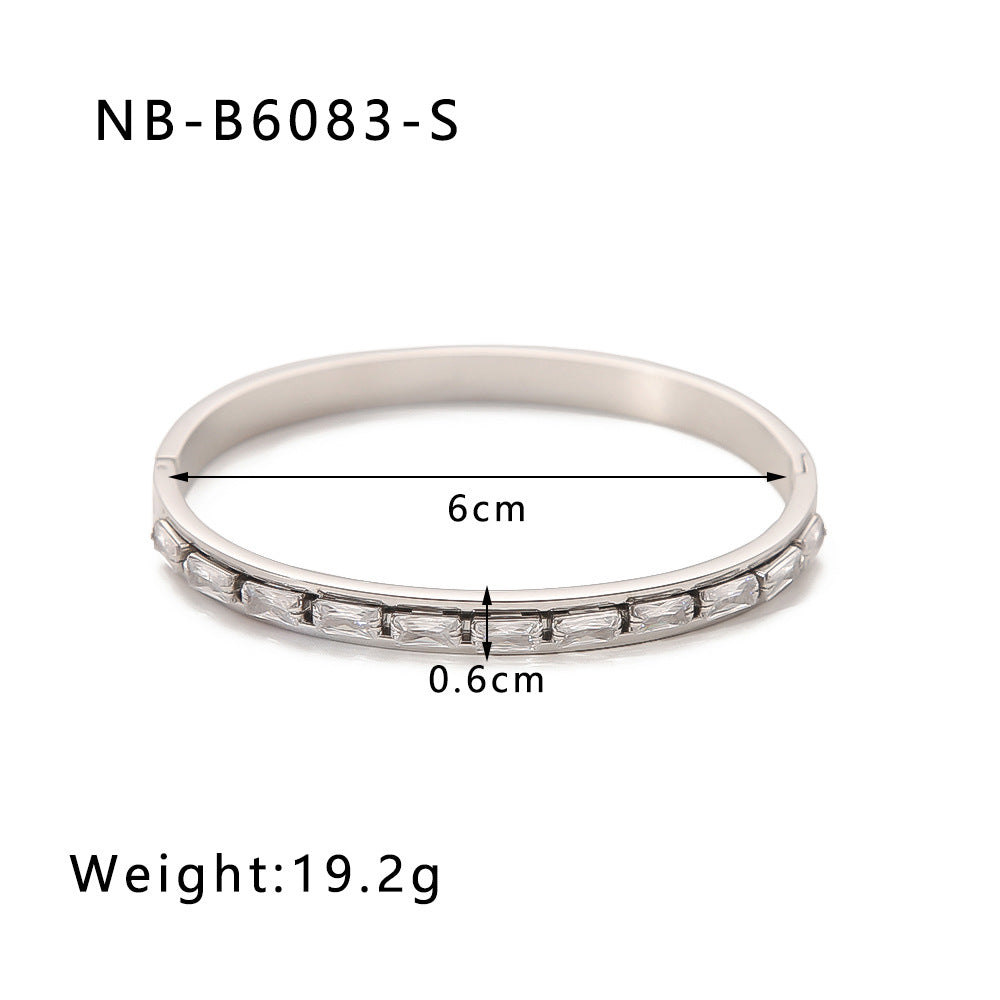 High Quality Stainless Steel Zircon Cuff Bracelets Waterproof Gold Plated Fashion Jewelry Bangles