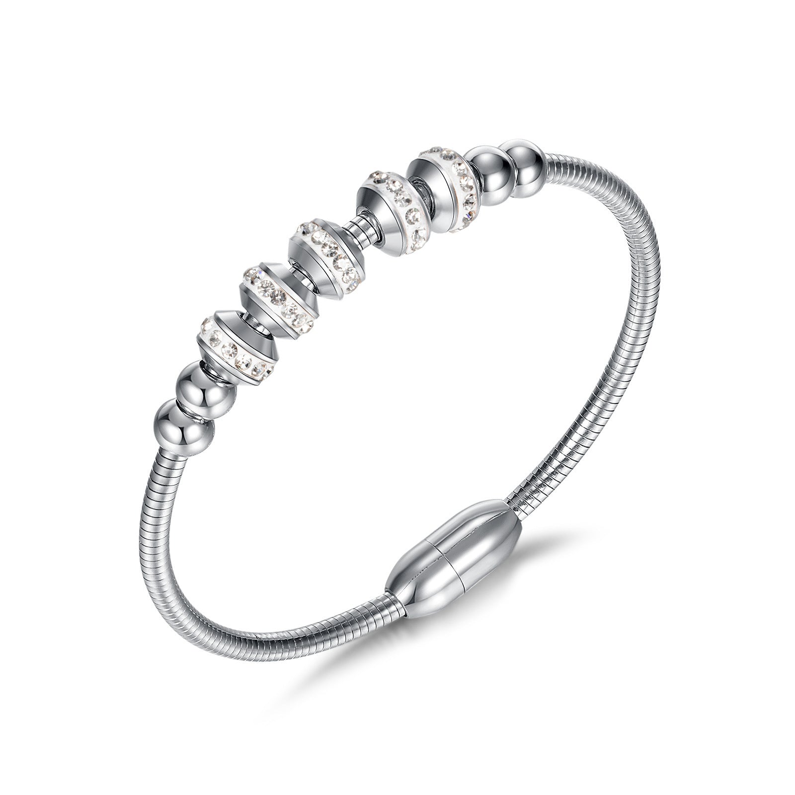 Elegant Stainless Steel Magnet Cuff Bracelet for Women and Men Fashionable Jewelry Bangles