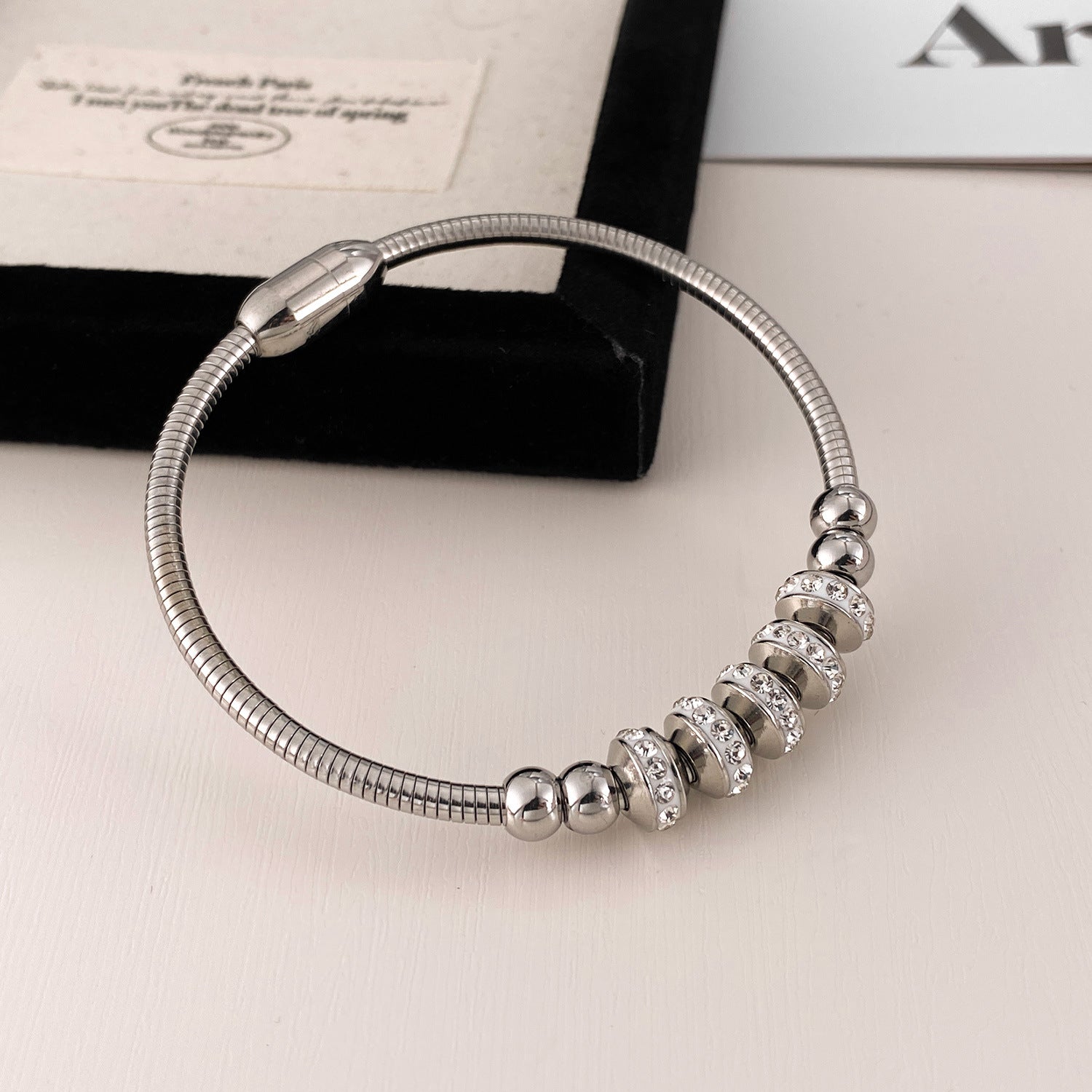 Elegant Stainless Steel Magnet Cuff Bracelet for Women and Men Fashionable Jewelry Bangles