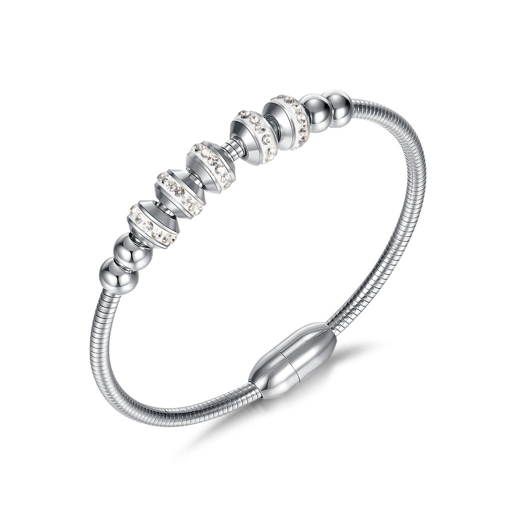 Elegant Stainless Steel Magnet Cuff Bracelet for Women and Men Fashionable Jewelry Bangles