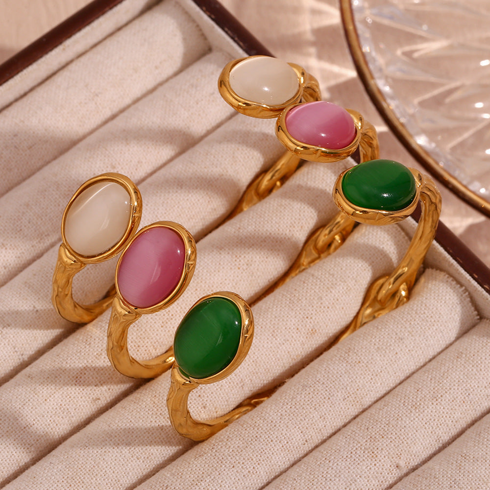 Fine Bracelets Bangles Gold Plated Bangles Colorful Bangles Stainless Steel 18k Gold Plated With Natural Stones