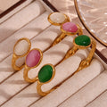 Fine Bracelets Bangles Gold Plated Bangles Colorful Bangles Stainless Steel 18k Gold Plated With Natural Stones