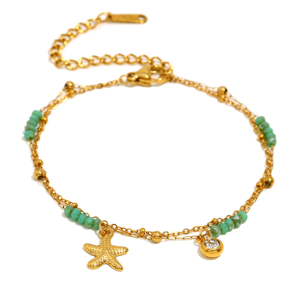 New Arrival Bracelets for Girls Charm Zircon and Natural Stone Stainless Steel Chain Bracelets Fashion Jewelry for Women