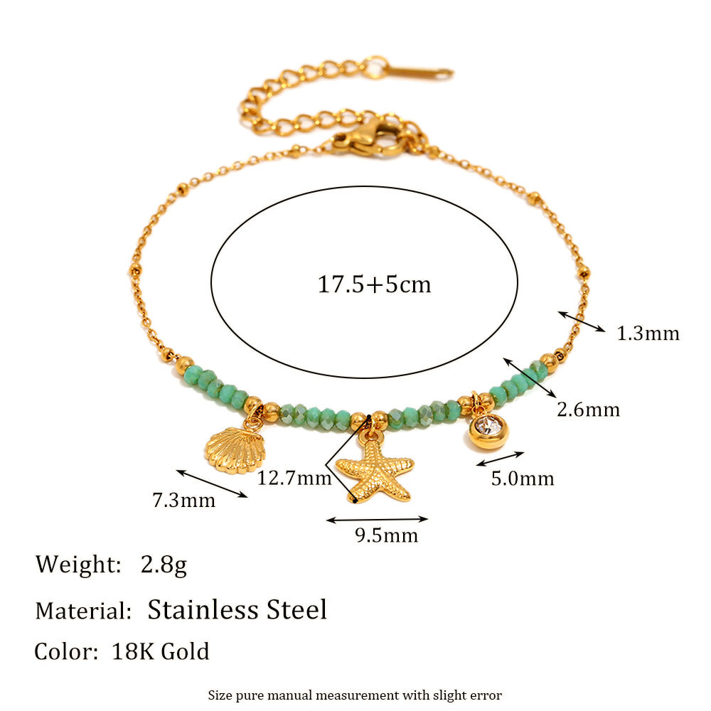New Arrival Bracelets for Girls Charm Zircon and Natural Stone Stainless Steel Chain Bracelets Fashion Jewelry for Women