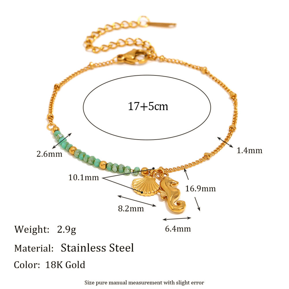 New Arrival Bracelets for Girls Charm Zircon and Natural Stone Stainless Steel Chain Bracelets Fashion Jewelry for Women
