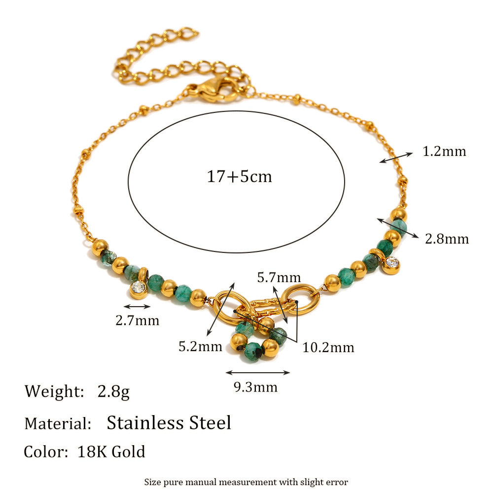 New Arrival Bracelets for Girls Charm Zircon and Natural Stone Stainless Steel Chain Bracelets Fashion Jewelry for Women