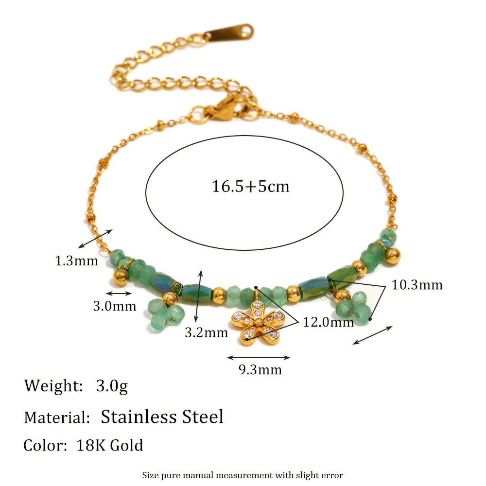 New Arrival Bracelets for Girls Charm Zircon and Natural Stone Stainless Steel Chain Bracelets Fashion Jewelry for Women