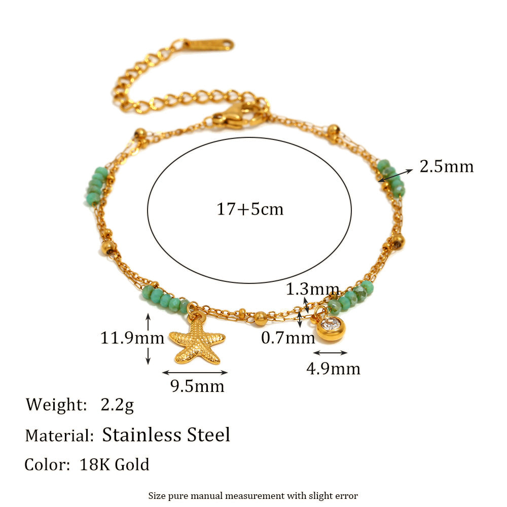 New Arrival Bracelets for Girls Charm Zircon and Natural Stone Stainless Steel Chain Bracelets Fashion Jewelry for Women
