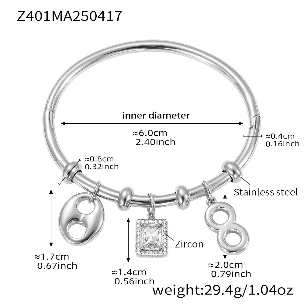 Best Trendy Stainless Steel Charm Bracelet with Zircon Valentine's Day Gift for Parties Gold-Plated True Gold