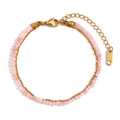 Best Selling Two Layers Bracelets Stainless Steel Gold Plated and Natural Stone Beads Adjustable Chain Bracelets Fashion Jewelry