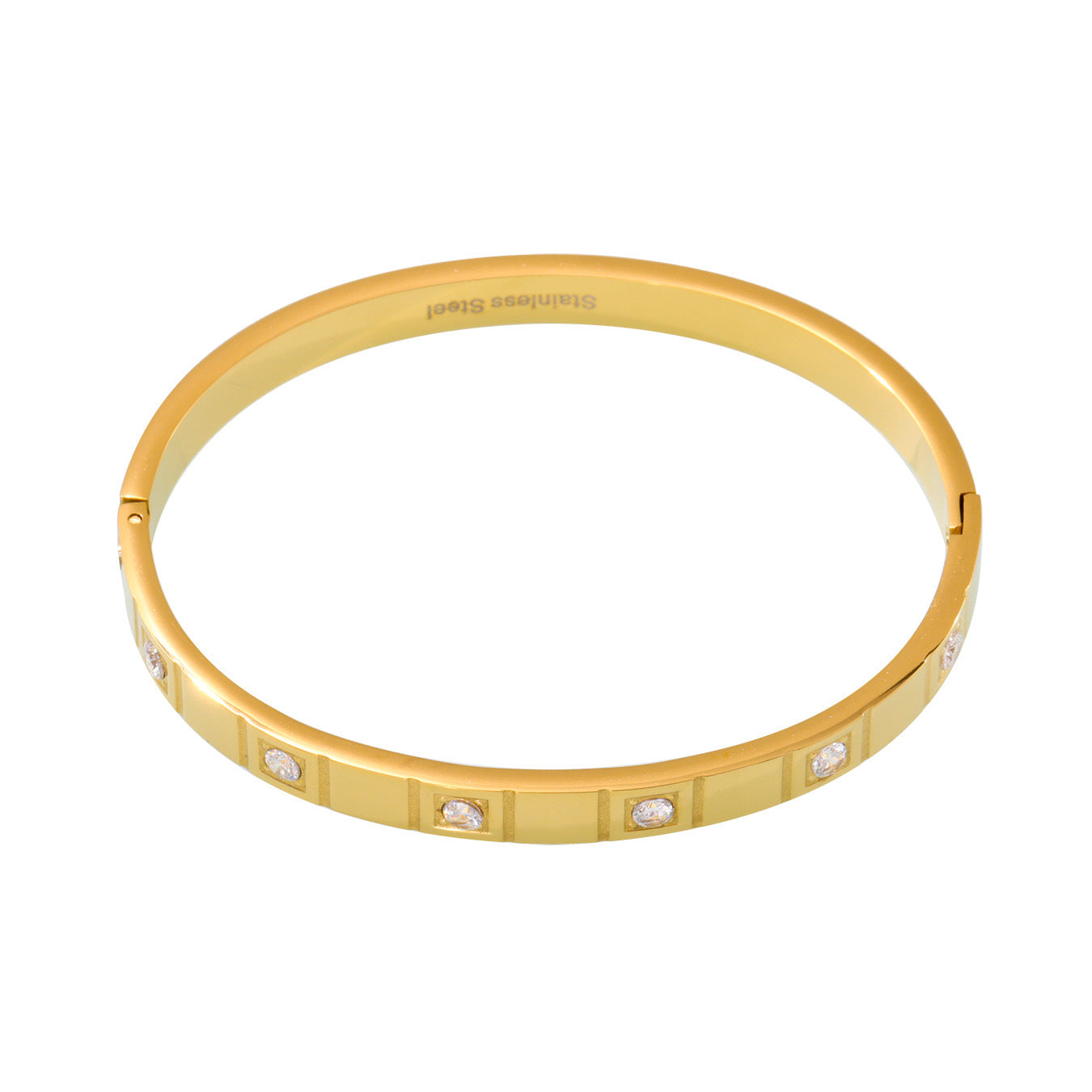 High Quality Stainless Steel Zircon Bracelets Waterproof Gold Plated Factory Wholesale Low MOQ Fashion Jewelry Bangles for Girls