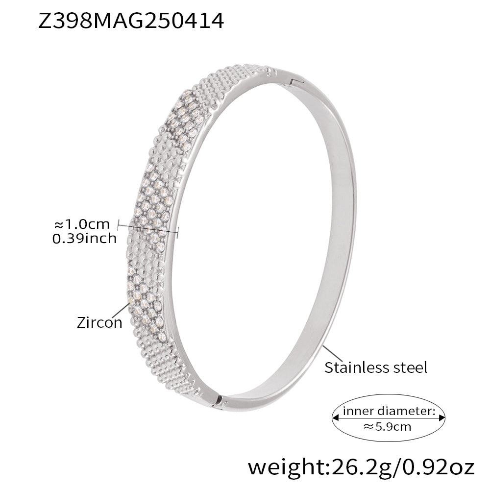 Stainless Steel Gold Plated Colorful pink Zircon Gold Bangle Bracelet Other Fashion Bracelets & Bangles