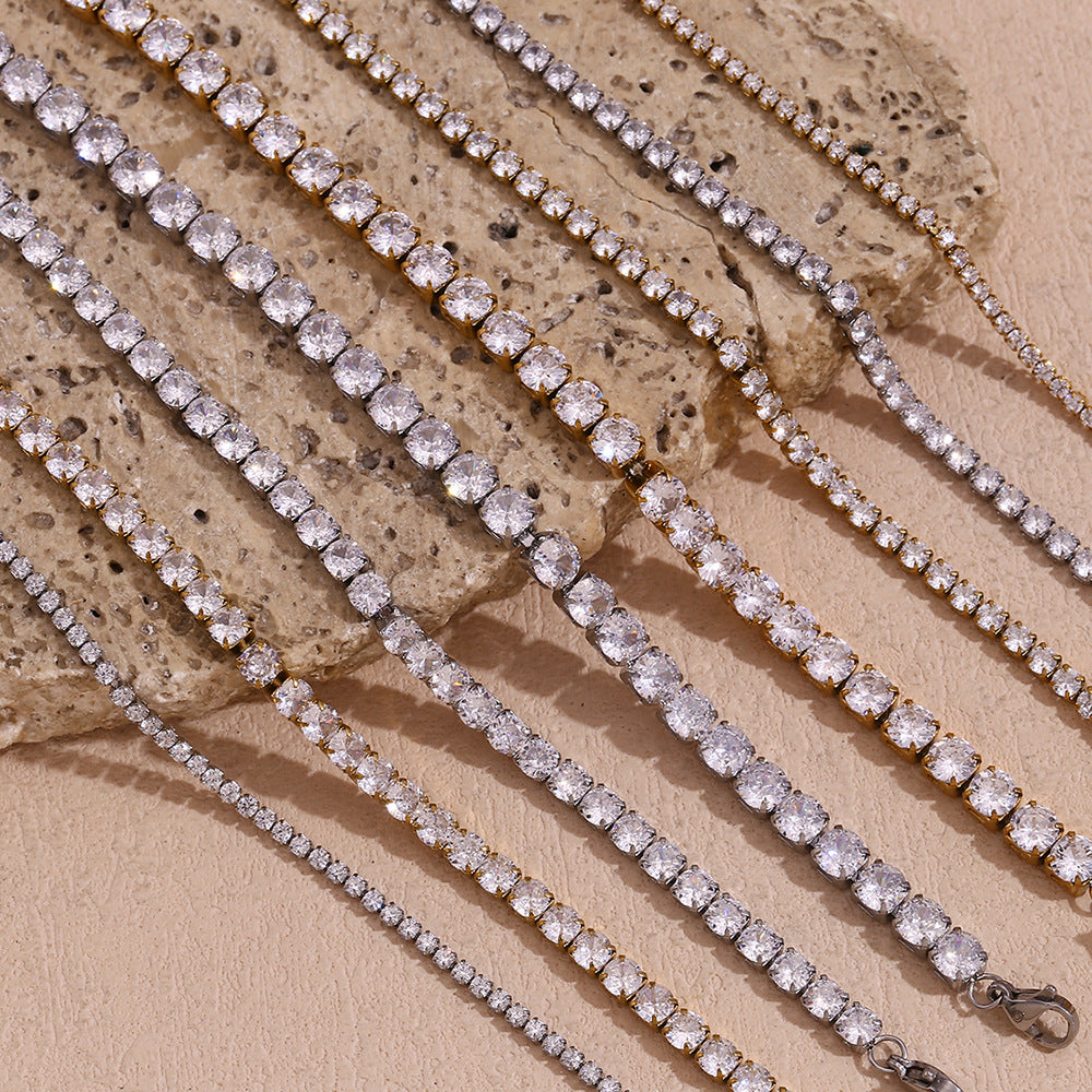 High Quality 18K True Gold PVD Plated White Zircon Stainless Steel Bracelets Factory Wholesale Fashion Jewelry Bracelets