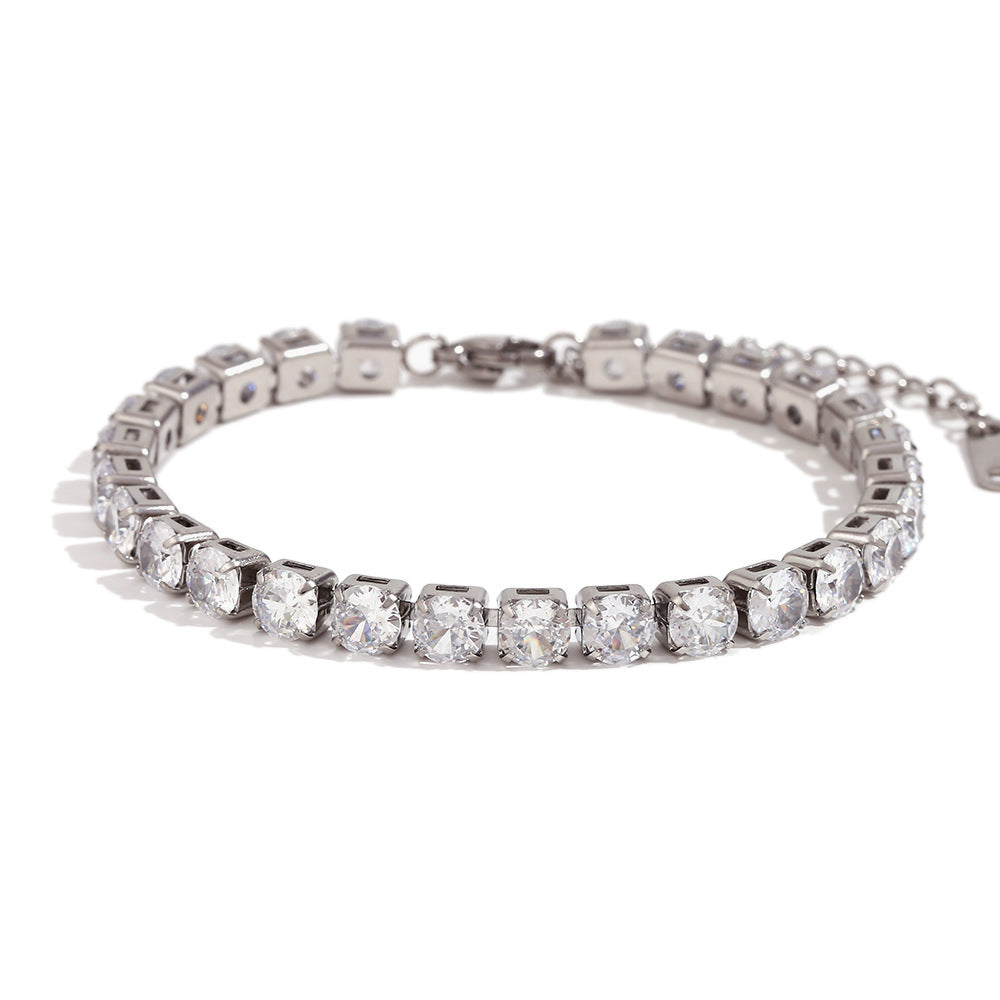 High Quality 18K True Gold PVD Plated White Zircon Stainless Steel Bracelets Factory Wholesale Fashion Jewelry Bracelets