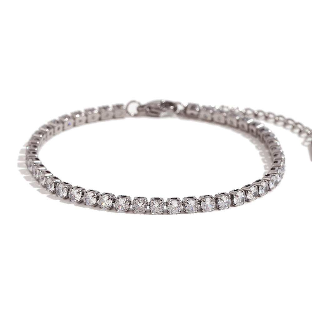 High Quality 18K True Gold PVD Plated White Zircon Stainless Steel Bracelets Factory Wholesale Fashion Jewelry Bracelets