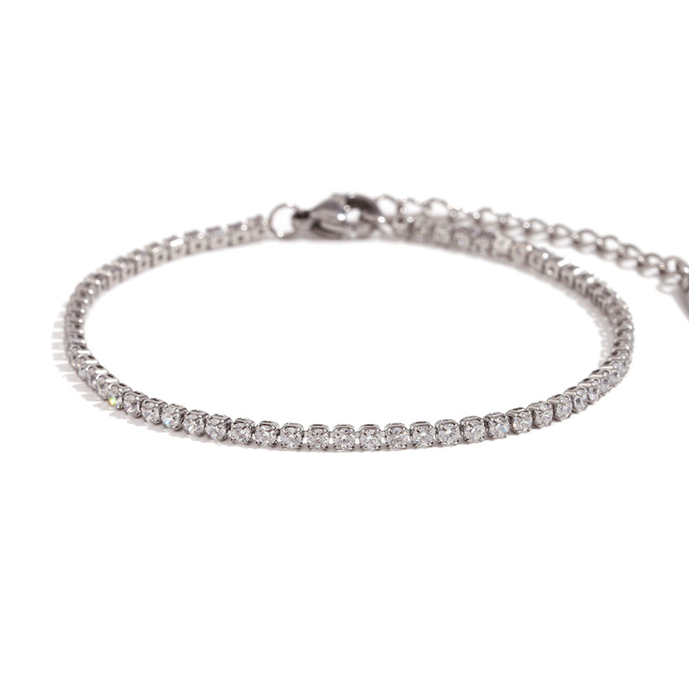 High Quality 18K True Gold PVD Plated White Zircon Stainless Steel Bracelets Factory Wholesale Fashion Jewelry Bracelets