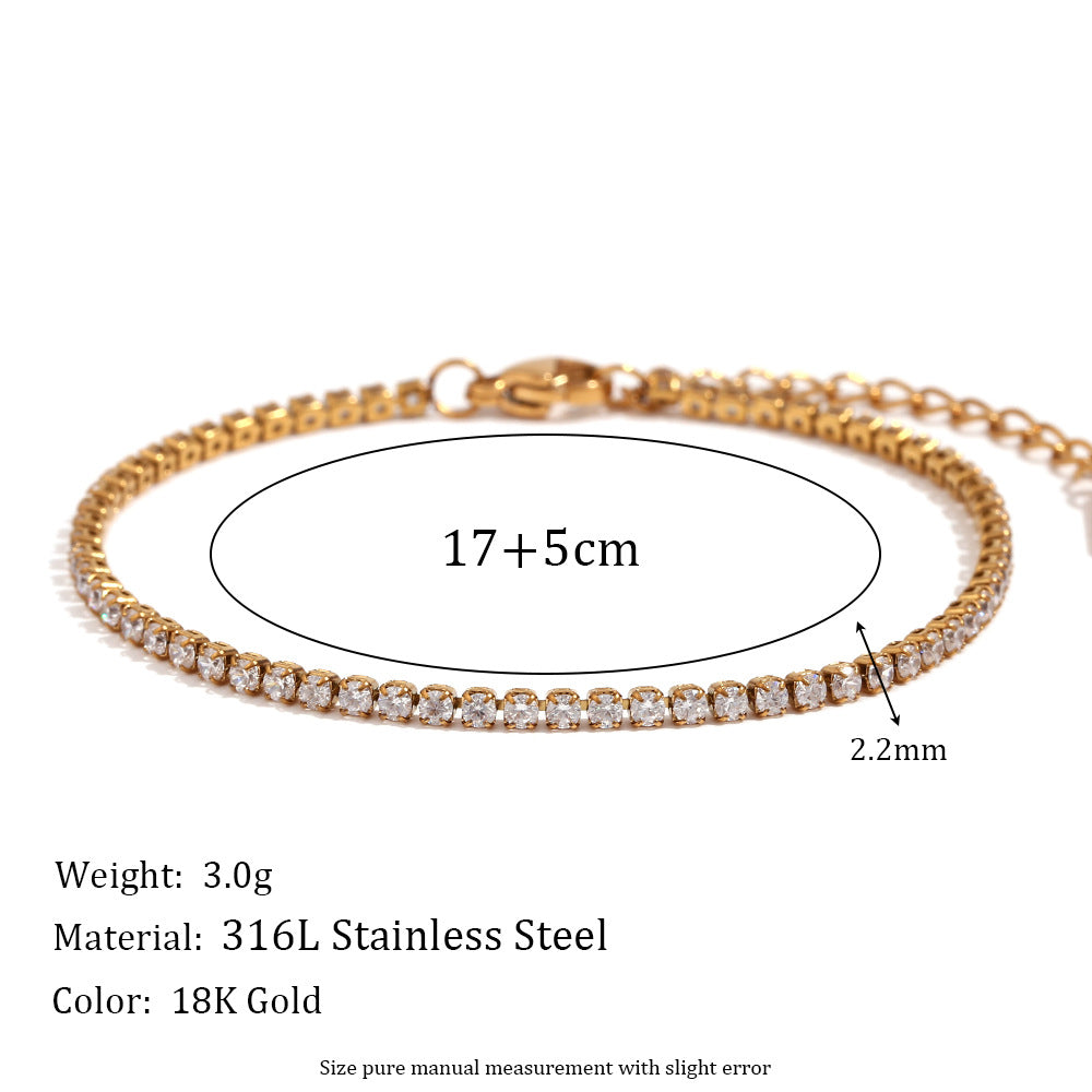 High Quality 18K True Gold PVD Plated White Zircon Stainless Steel Bracelets Factory Wholesale Fashion Jewelry Bracelets