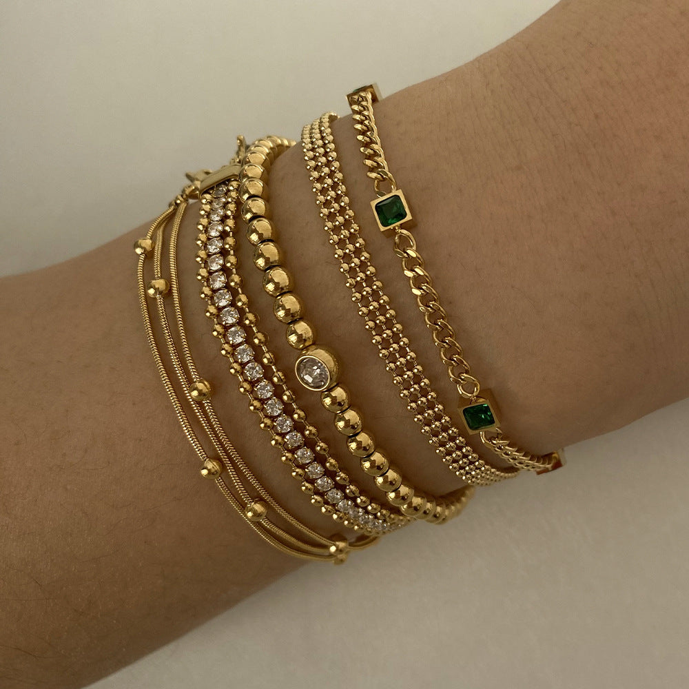 High Quality 18K True Gold PVD Plated Stainless Steel Bracelets Factory Wholesale for Girls-Fashionable Trendy Summer Jewelry