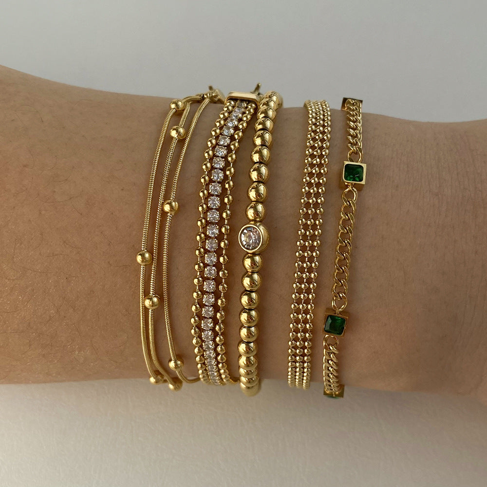 High Quality 18K True Gold PVD Plated Stainless Steel Bracelets Factory Wholesale for Girls-Fashionable Trendy Summer Jewelry