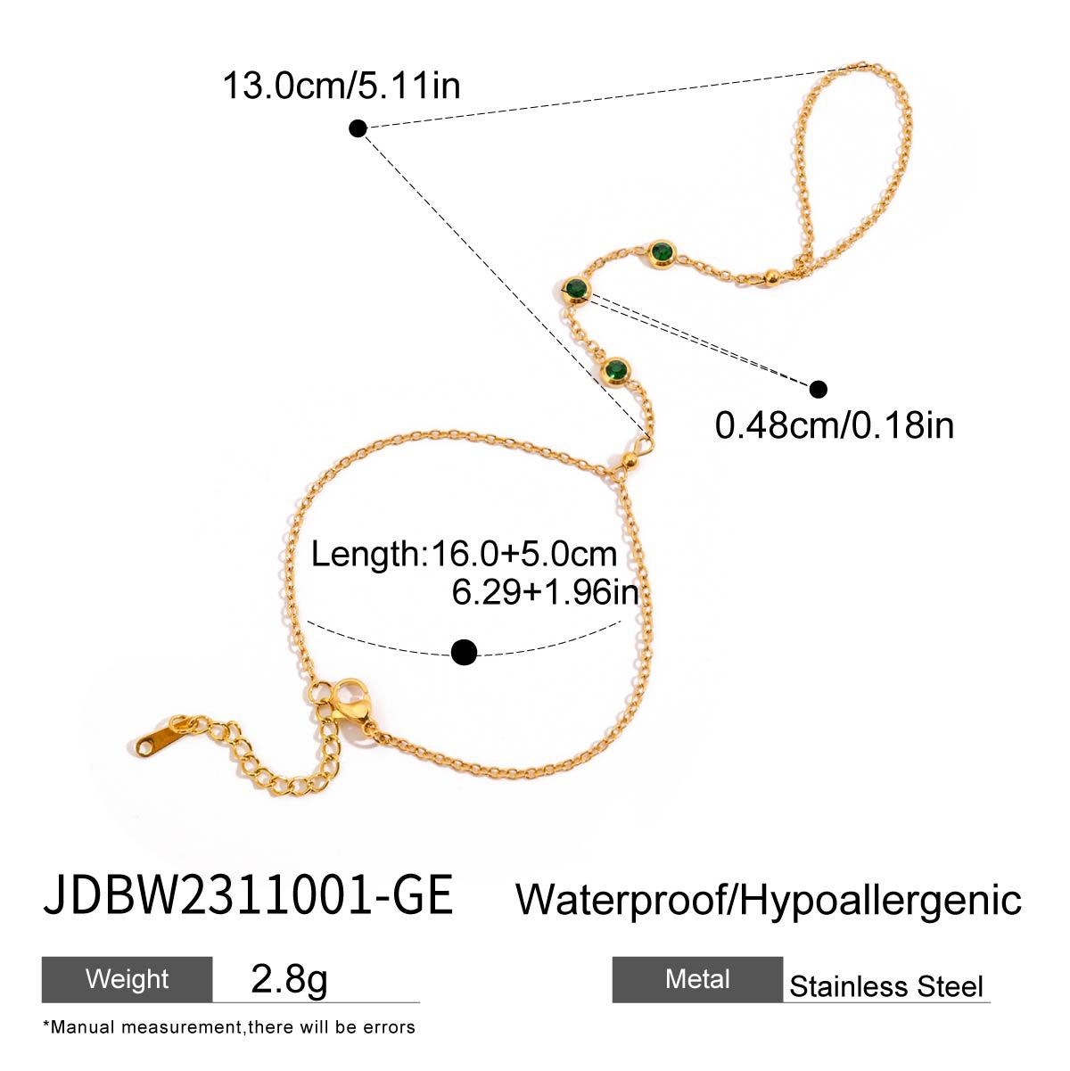 18K True Gold Plated Trendy Stainless Steel Chain Bracelet with Zircons Fashion Jewelry Bracelets for Girls Wholesale Jewelry