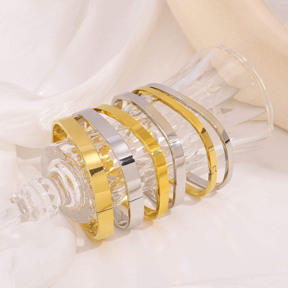 Designer Jewelry Bangle Rectangular Shape Gold Silver Black Stainless Steel Gold Plated Fashion Jewelry Bangle