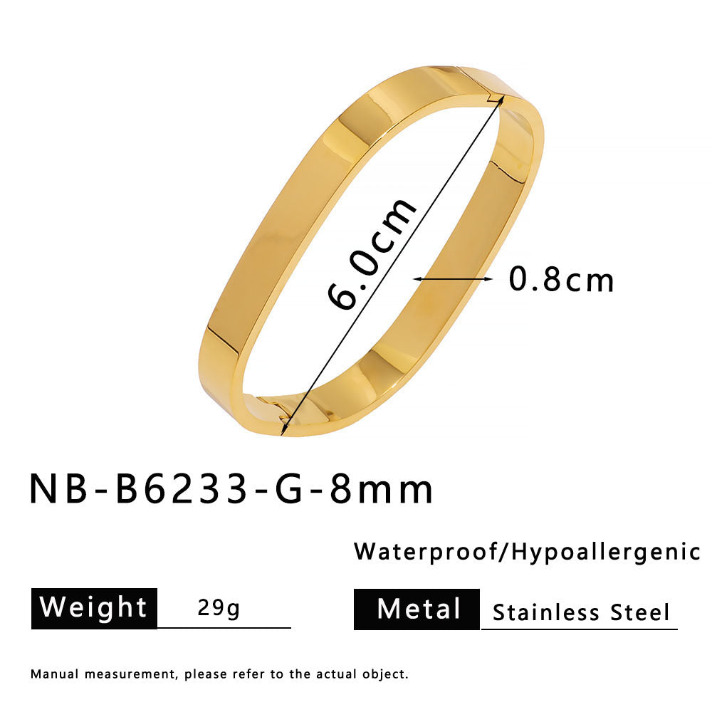 Designer Jewelry Bangle Rectangular Shape Gold Silver Black Stainless Steel Gold Plated Fashion Jewelry Bangle