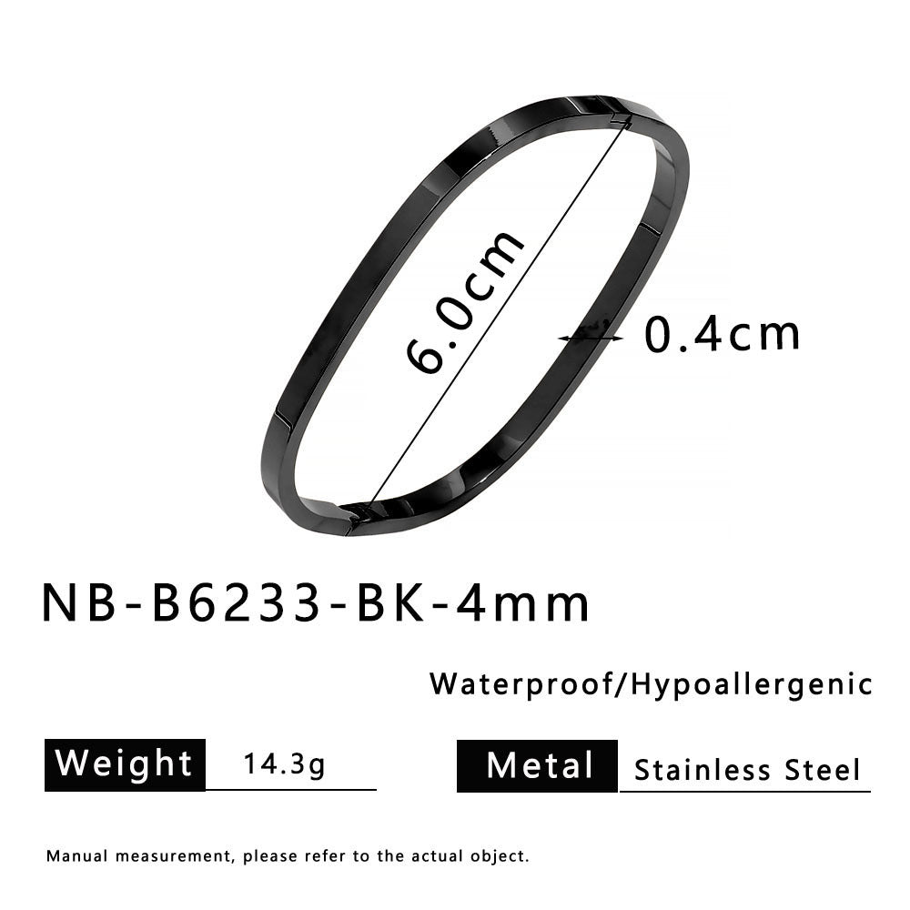 Designer Jewelry Bangle Rectangular Shape Gold Silver Black Stainless Steel Gold Plated Fashion Jewelry Bangle