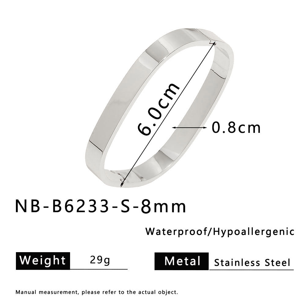 Designer Jewelry Bangle Rectangular Shape Gold Silver Black Stainless Steel Gold Plated Fashion Jewelry Bangle