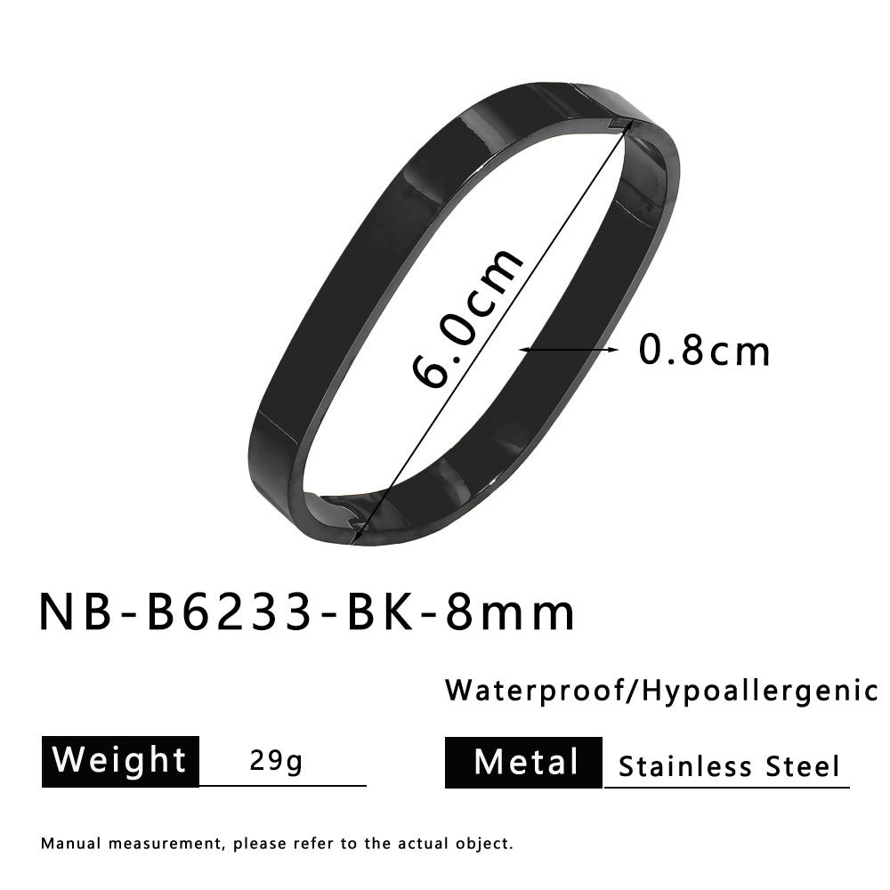 Designer Jewelry Bangle Rectangular Shape Gold Silver Black Stainless Steel Gold Plated Fashion Jewelry Bangle