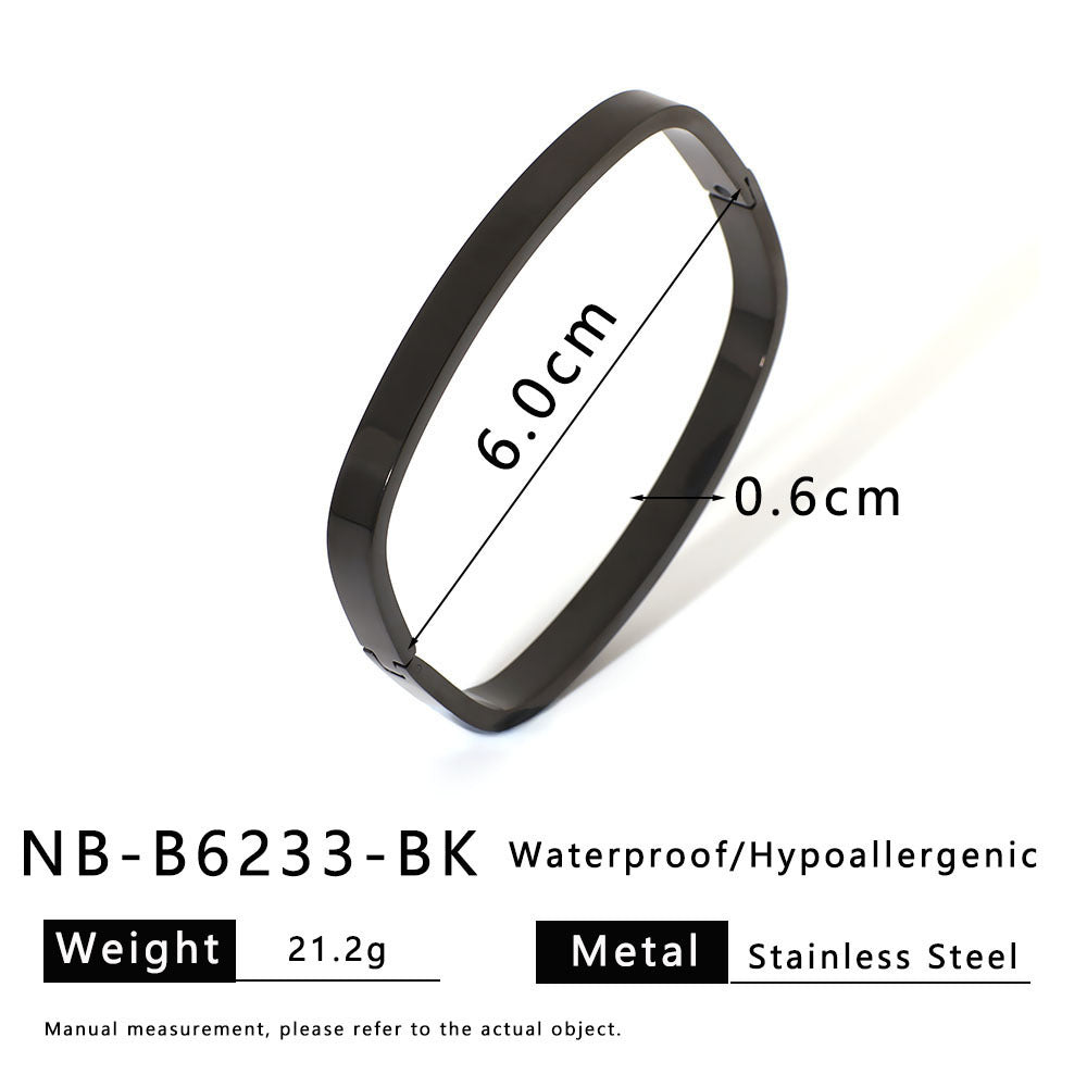 Designer Jewelry Bangle Rectangular Shape Gold Silver Black Stainless Steel Gold Plated Fashion Jewelry Bangle