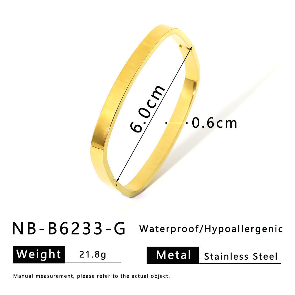 Designer Jewelry Bangle Rectangular Shape Gold Silver Black Stainless Steel Gold Plated Fashion Jewelry Bangle