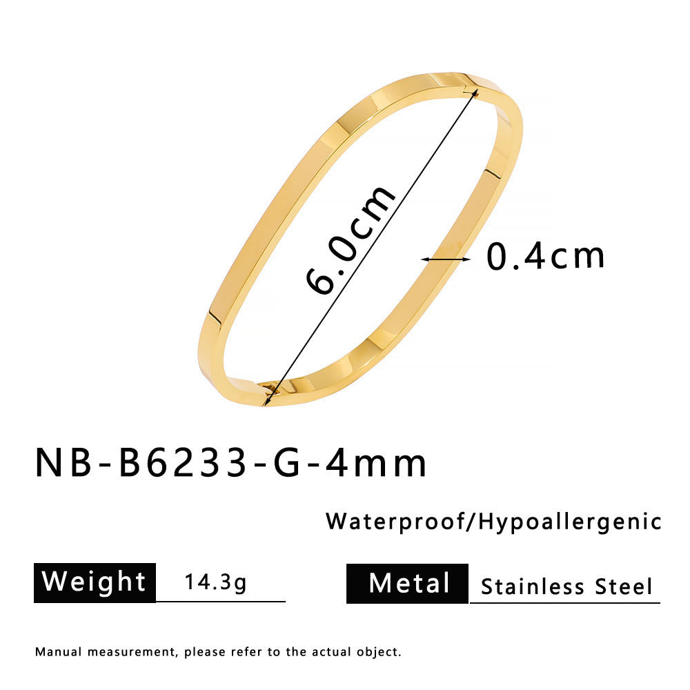 Designer Jewelry Bangle Rectangular Shape Gold Silver Black Stainless Steel Gold Plated Fashion Jewelry Bangle