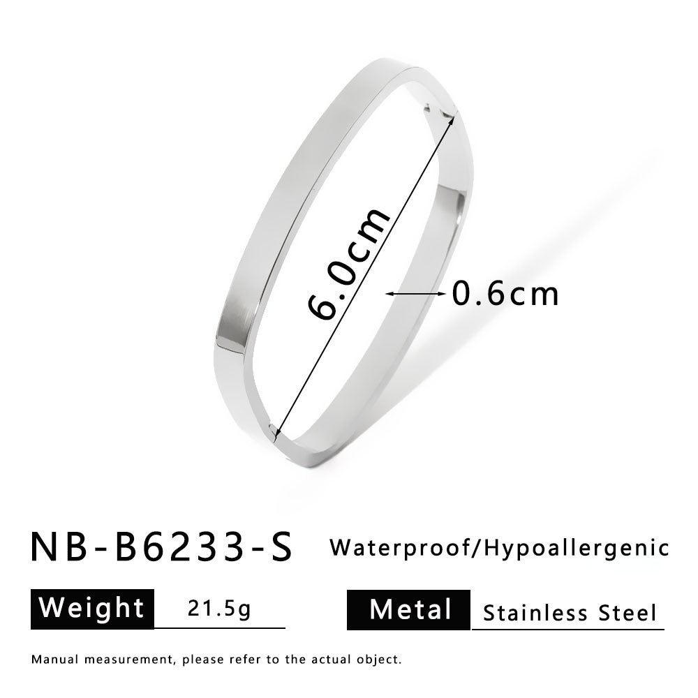 Designer Jewelry Bangle Rectangular Shape Gold Silver Black Stainless Steel Gold Plated Fashion Jewelry Bangle
