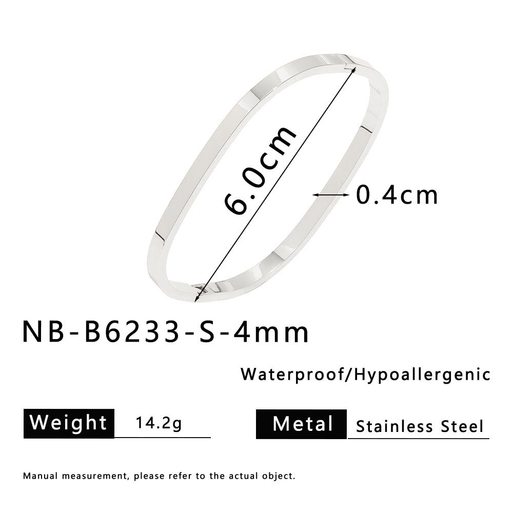 Designer Jewelry Bangle Rectangular Shape Gold Silver Black Stainless Steel Gold Plated Fashion Jewelry Bangle