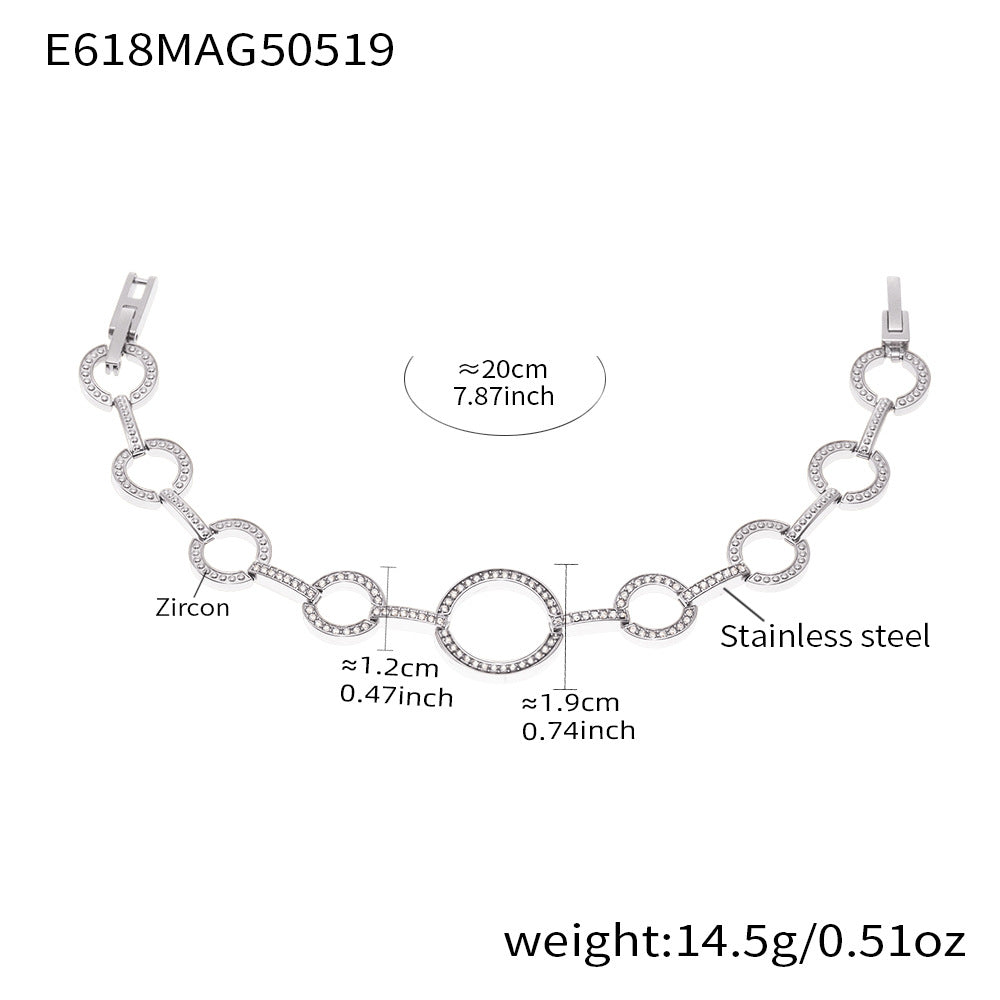 White Zircon Gold Plated Stainless Steel Fashion Jewelry Bracelets Trendy Styles Factory Direct Wholesale for Girls Low MOQ