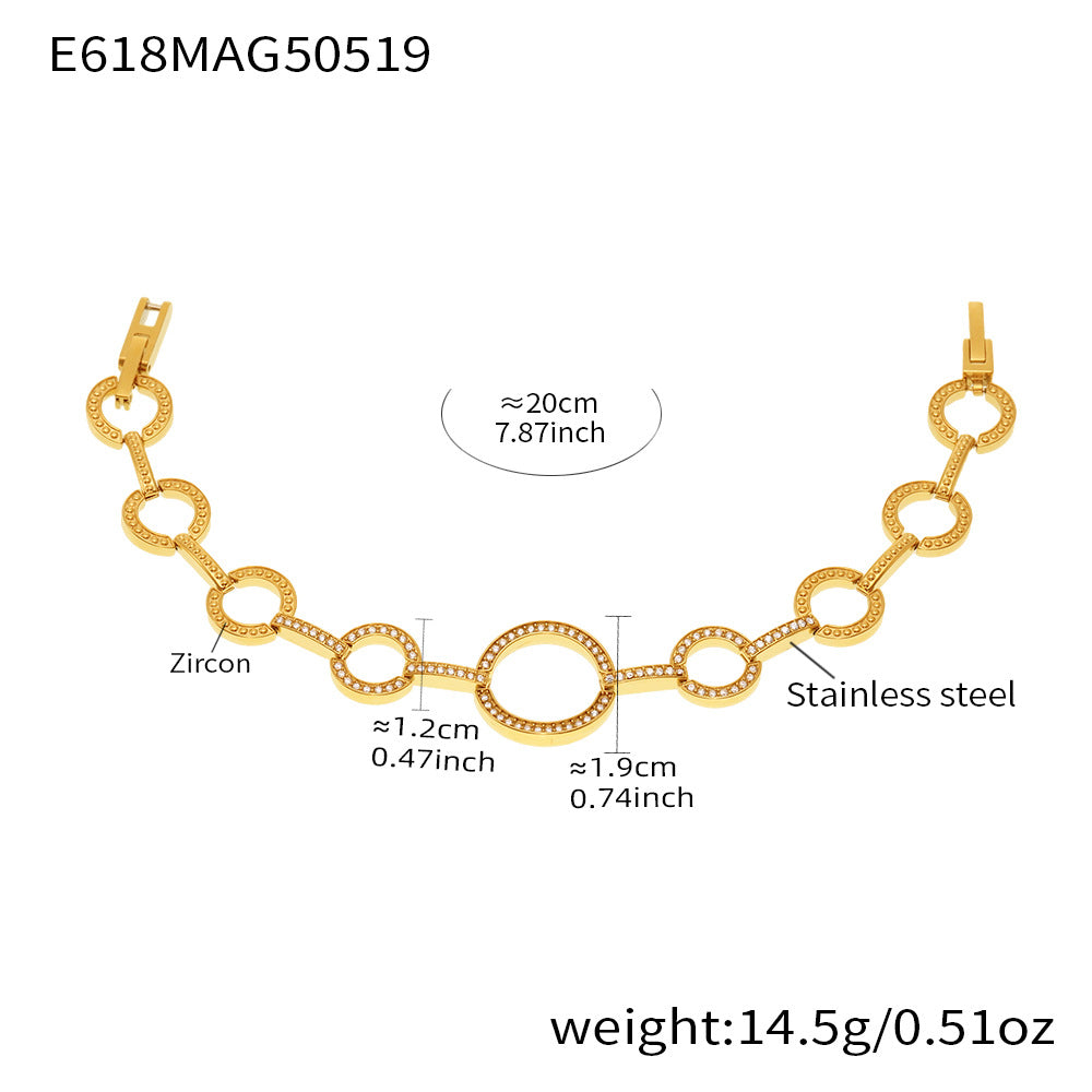 White Zircon Gold Plated Stainless Steel Fashion Jewelry Bracelets Trendy Styles Factory Direct Wholesale for Girls Low MOQ