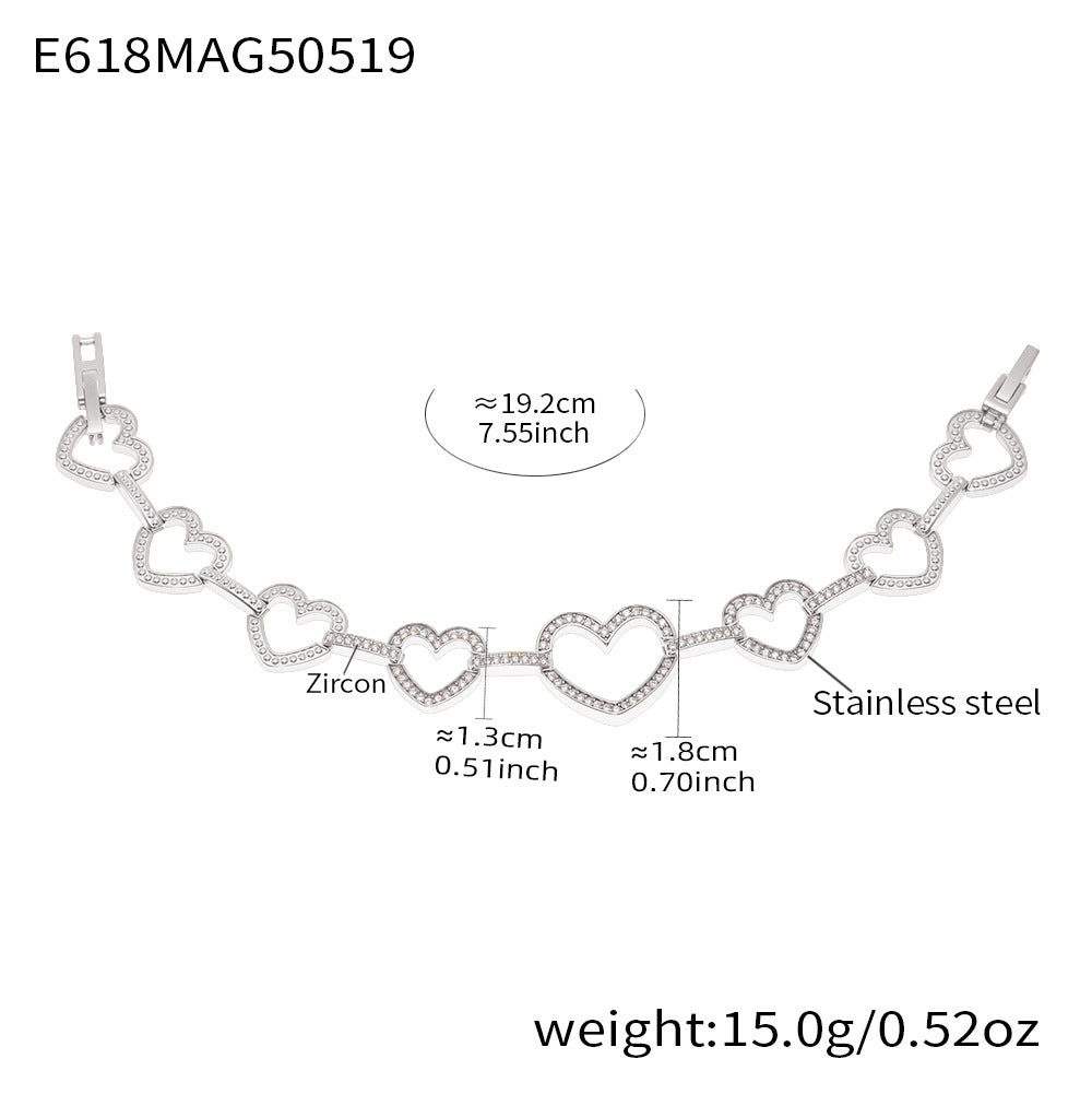 White Zircon Gold Plated Stainless Steel Fashion Jewelry Bracelets Trendy Styles Factory Direct Wholesale for Girls Low MOQ