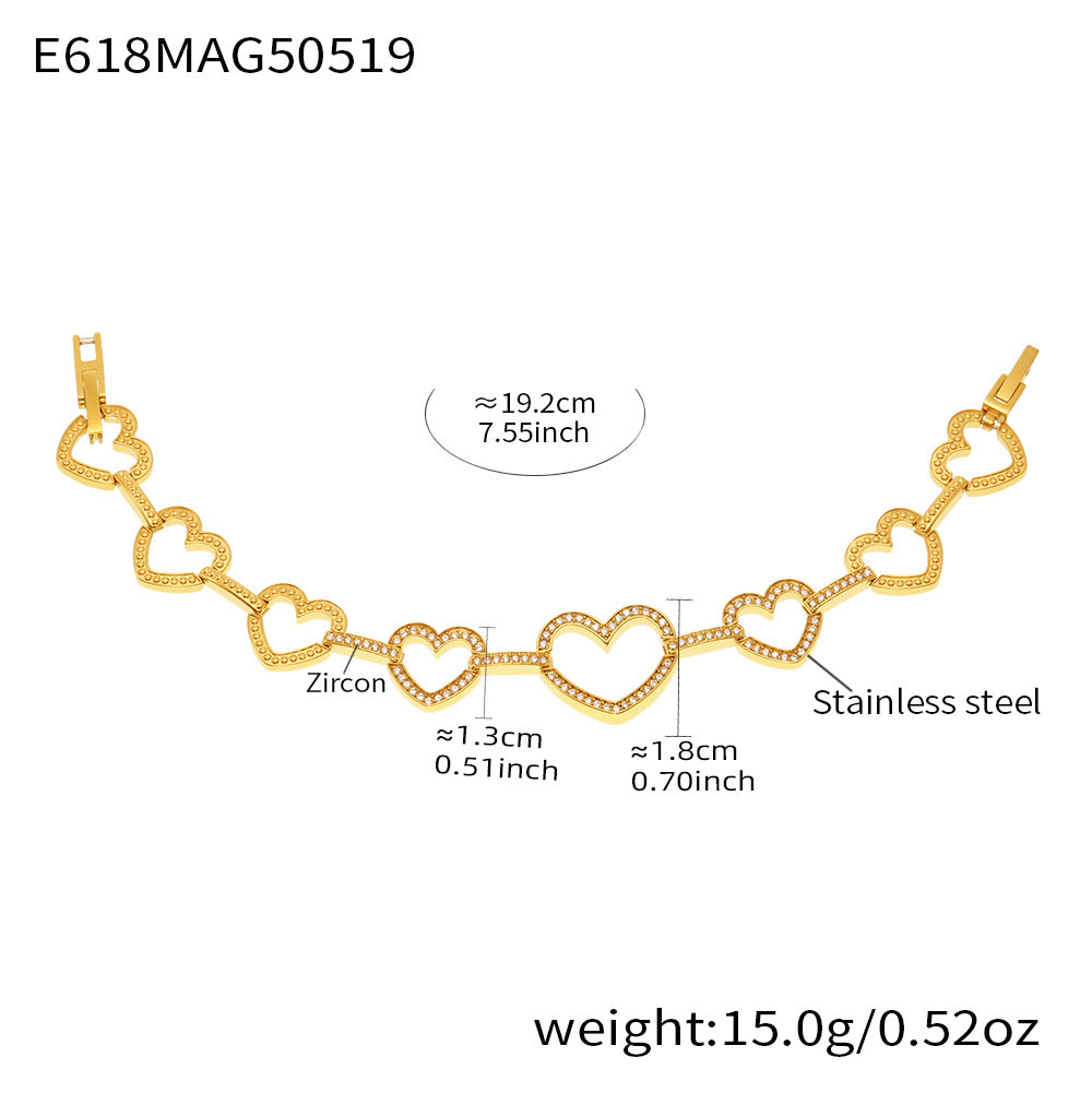 White Zircon Gold Plated Stainless Steel Fashion Jewelry Bracelets Trendy Styles Factory Direct Wholesale for Girls Low MOQ