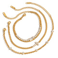 Customizable White Zircon 18K Gold Plated Stainless Steel Chain Bracelets Adjustable Trendy Cross Pattern Bangles for Gift