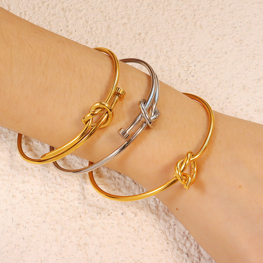 Customizable PVD 18K Gold Plated Stainless Steel Punk Style Unisex Luxury Bangle Bracelets for Party Occasions